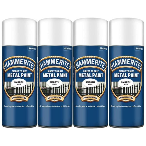 Hammerite 4X Hammerite Smooth White Spray Paint 400ml