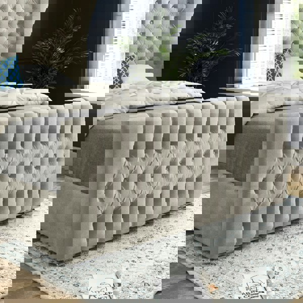 Casa Magna Parma Wide Curved Winged Upholstered Soft Velvet Bed Frame - Cream