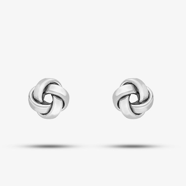 T. H. Baker 9ct White Gold Knot Stud Earrings 5.55.6199