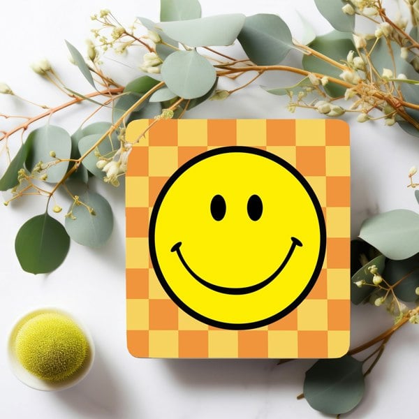 Love Frankie Checkerboard Coasters Smiley Face Coasters - Marmalade