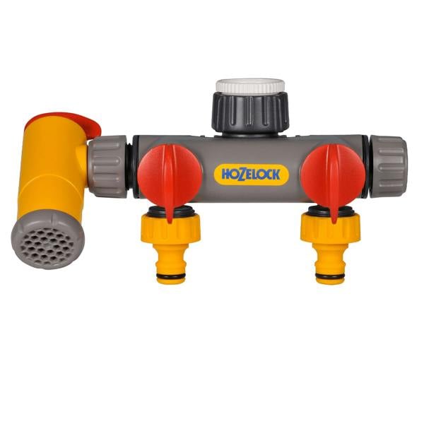 Hozelock Flow Max 2 Way Tap Connector - Yellow - 