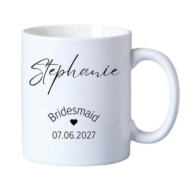 Personalised Bridesmaid Mug, Candle & Socks Gift Hamper | Wedding Gift