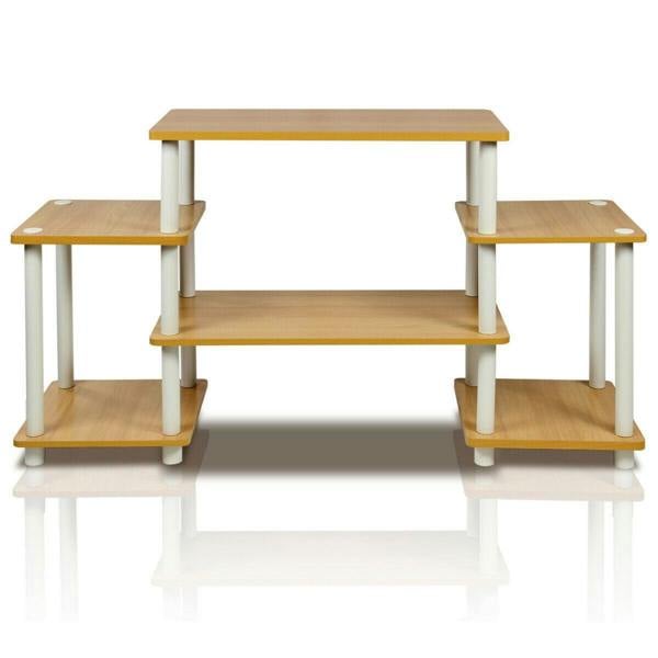 WALPLUS Modern Furniture Piece for Stylish and Functional Home Use | 11257BE/WH Turn N Tube No Tools Entertainment Center, Beech/White