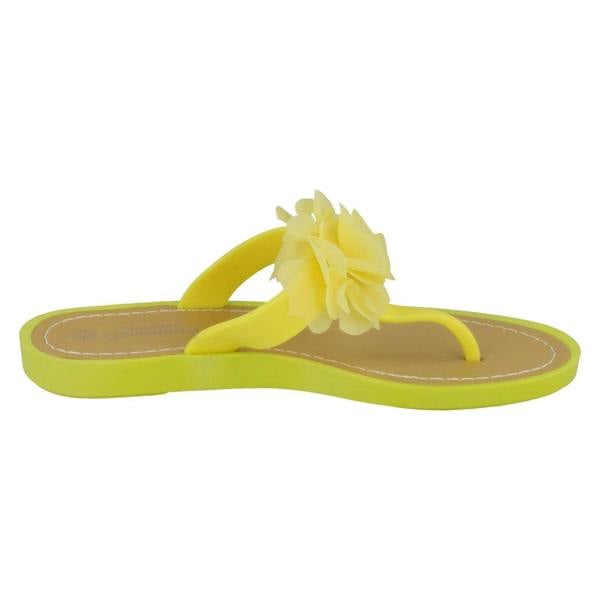 Savannah Ladies Savannah Flat Toepost Rose Trim Sandals