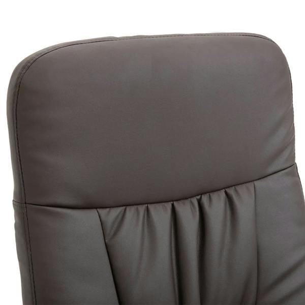 Brown high-back recliner chair backrest with gathered fabric detailing and curved top.