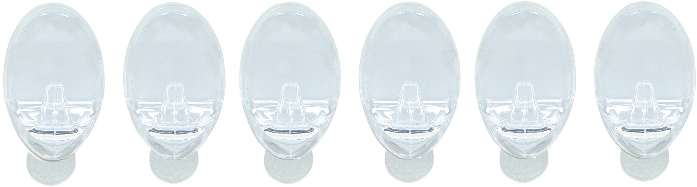 St Helens Small Self Adhesive Reusable Oval Shaped Plastic Hooks (Pack of 6)