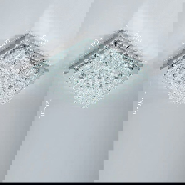 Double Layer Chrome Finished Square LED Ceiling Light with Luxury Crystal Ball Drops Ceiling Light Fixtures Living and Home 