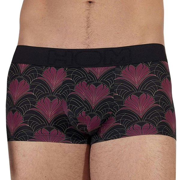 Hom Temptation Carlyle Floral Hearts Print Boxer Trunk, Black/bordeaux