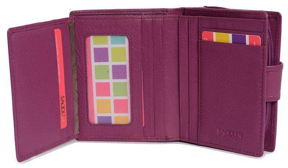 SADDLER EMILY Handmade Leather Mid-Size Wallet – RFID Protected | 10 Card Slots, Secure Tab Closure & Zipped Coin Pocket | Gift Boxed