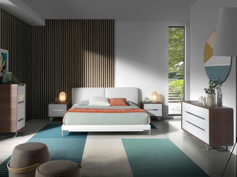 Angel Cerdá Chest of Drawers White Wood, Walnut and Chromed Steel 7106