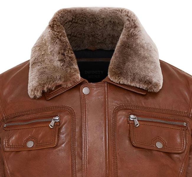 Infinity Leather Mens Trucker Shirt Leather Jacket- Tornio