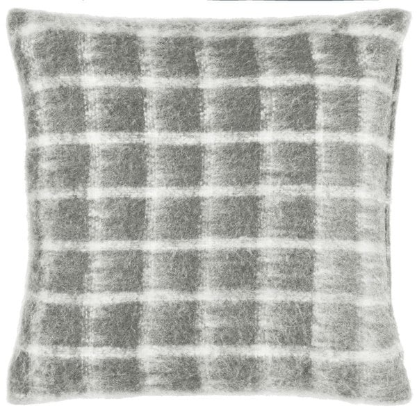 Yard Yarrow Faux Mohair Checked Cushion Cover - Flint Grey