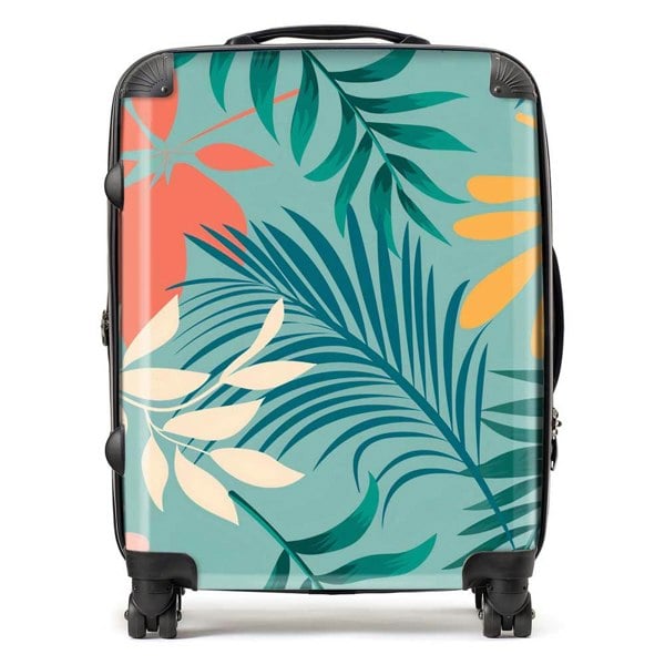 Warren Reed Abstract Bright Colorful Tropical Leaves Suitcase