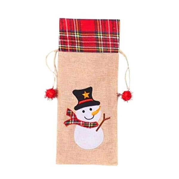 15 x 35 cm Christmas Wine Bottle Cover Bag with Drawstring Santa Design for Festive Table Decoration image 1