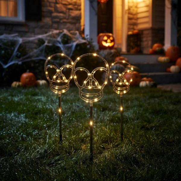 Garden Greatness 3 Pack Skeleton Skull Stake Lights