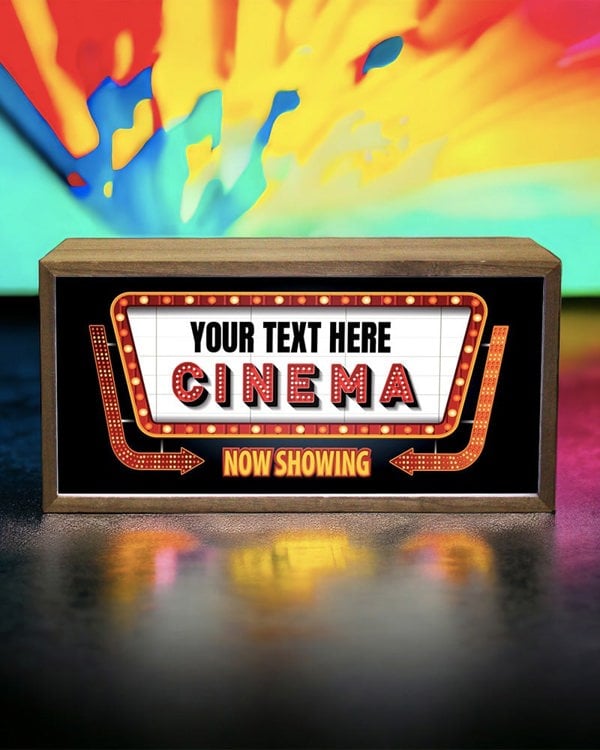 Personalised LED Light Box Sign. Home Cinema Style with Custom Text