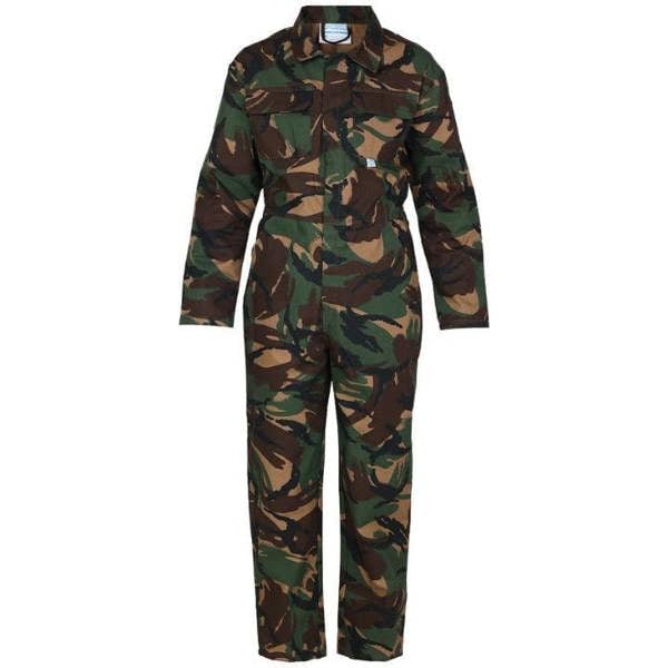 Kids camo overalls with full length zip ideal for helping out on the farm
