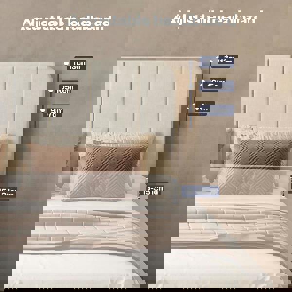 Levede Double Bed Frame Upholstered Platform Bedframe Adjustable Headboard White