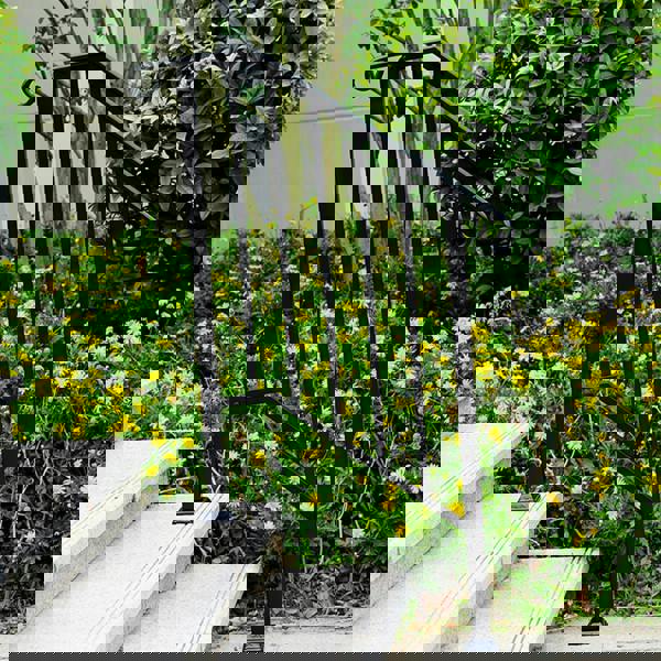 Gr8 Garden Outdoor Black Steel Handrail 2 Steps Garden Stairs Safety Grab Bannister Rail