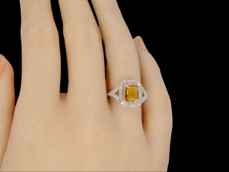 Vintage Tom A Yellow Sapphire and Diamond Cluster Ring