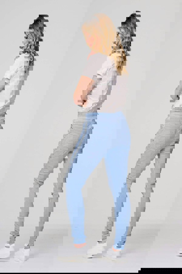 Blue | Plain Skinny Tie Waist Trousers