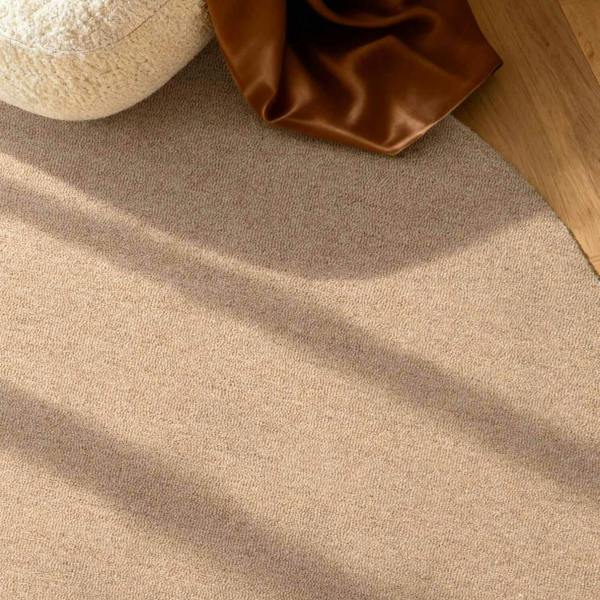Fine Boucle Wool Rug Knots Beige, textured design, heat insulting, sound-absorbing rug.