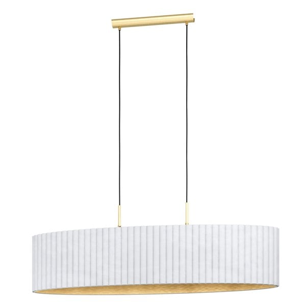 EGLO Tamaresco Pendant Light - Large Oval-Shaped Brushed Brass and White Velvet