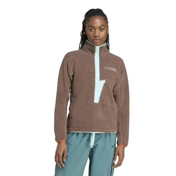 Adidas Womens/Ladies Terrex Xploric High Pile Chest Pocket Sweatshirt - Olive Strata - 