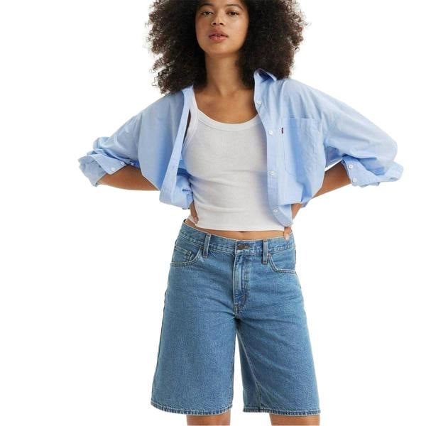 Levis Womens/Ladies Denim Baggy Jean Shorts - Blue - 