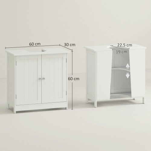 Wyld Haus Neha Under Sink Bathroom Vanity Storage Unit With 2 Tier Interior White