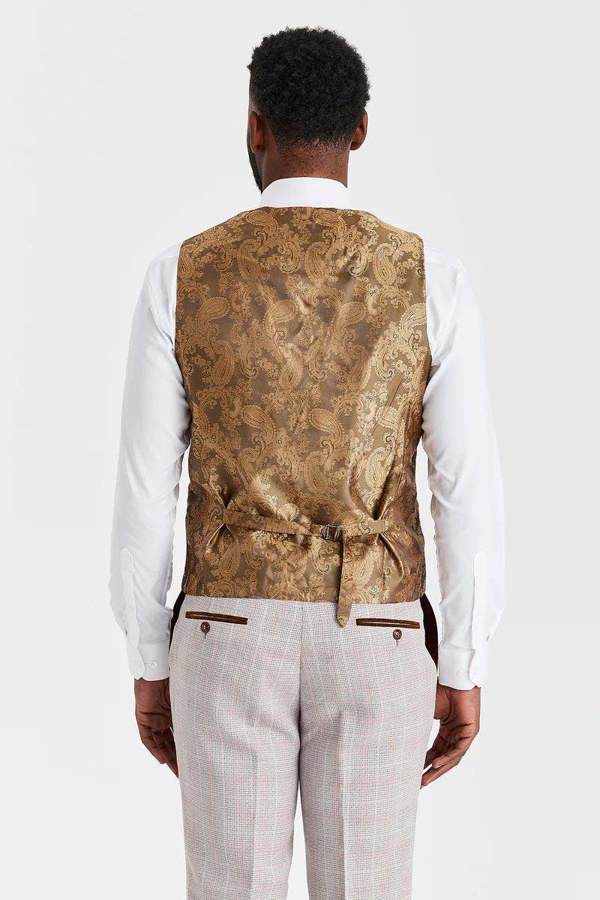 Paul Andrew Leo Beige Suit with Harris Brown Tweed Waistcoat