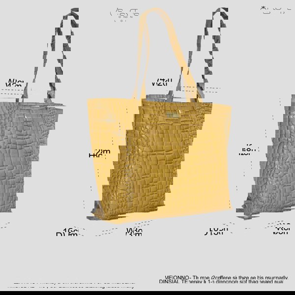 Assots London 'AGNES' Ochre Mustard Croc Real Leather Designer Tote Bag