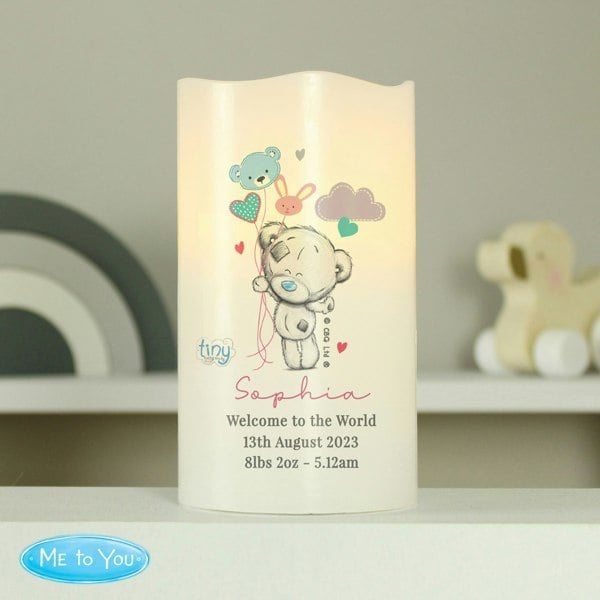 Personalised Memento Company Personalised Tiny Tatty Teddy Dream Big Pink Nightlight LED Candle
