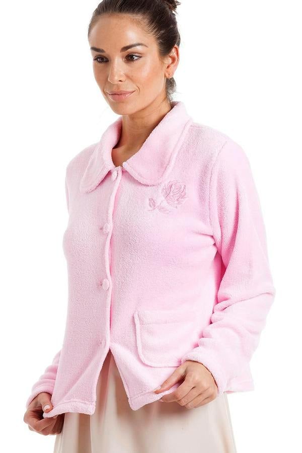 Camille Women's Bed Jacket in Soft Warm Fleece Cosy Nightwear Coat