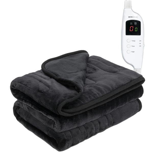 MONHOUSE Heated Electric Throw 9H Timer 9 Heat Setting Fleece Blanket
