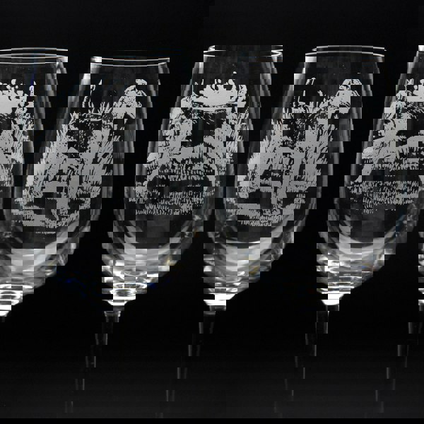 Glyptic Glass Art Airedale Terrier Dog Crystal Wine Glass - Hand Etched/Engraved Gift