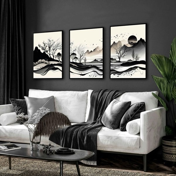 Large Living Room Pictures | Set of 3 wall art prints