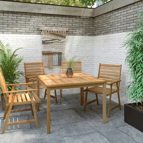 Berkfield Garden Dining Table 110x110x77 cm Solid Teak Wood