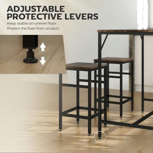 Wyld Haus Vimose Wooden Rustic Brown 5 Piece Breakfast Bar Table And Stool Set