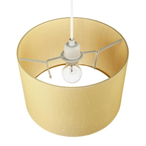 Designer Soft Mellow Yellow Textured Linen Fabric Circular Lamp Shade Image 3