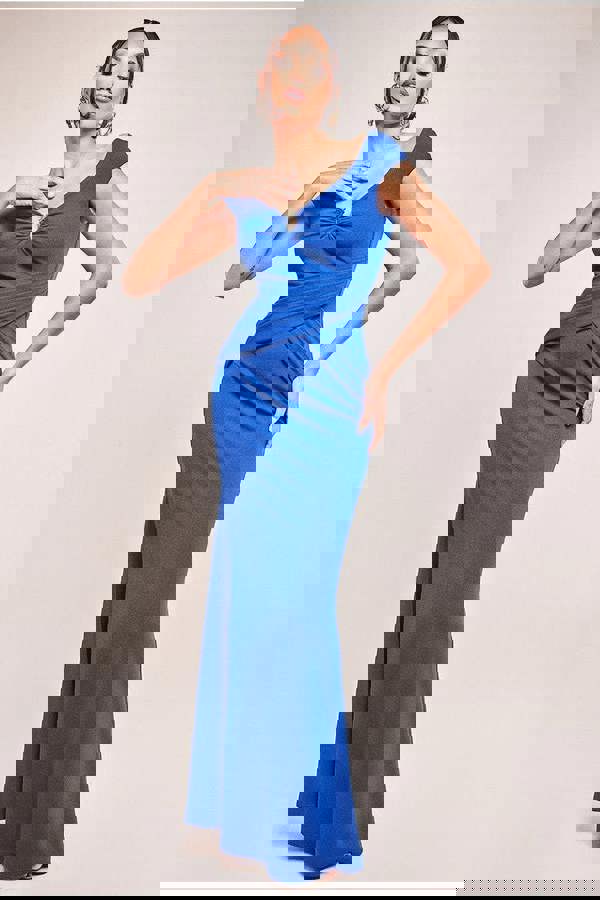 Bardot Pleated Maxi With Metal Trim Maxi Dress - Royalblue DR4306