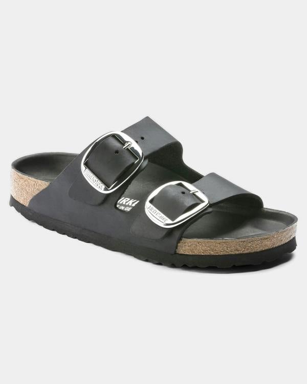Birkenstock Arizona Big Buckle Oiled Leather Womens Sandals - Black | CHO | Designer Womens Sandals