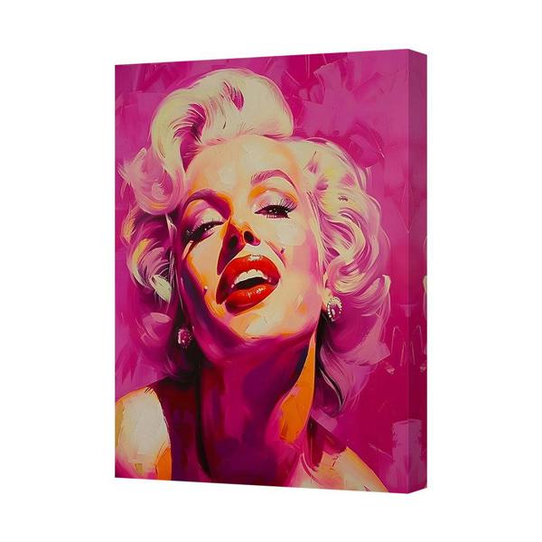 Benjamin Tate Design Pink Pop Art Portrait Canvas Print With Deep Wooden Frame