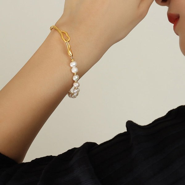 Gold Trip Asymmetric Pearl Boho Bracelet