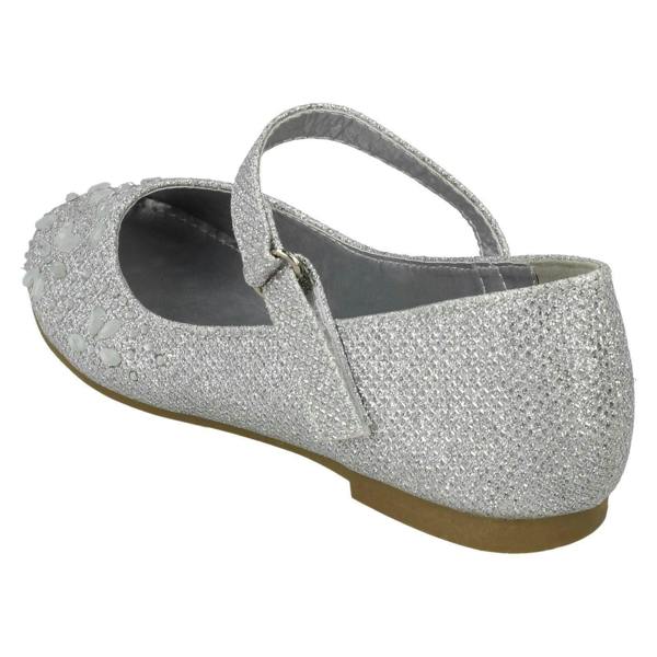 Spot On Girls Spot On Hook & Loop Bar Strap Diamante Ballerinas H2484