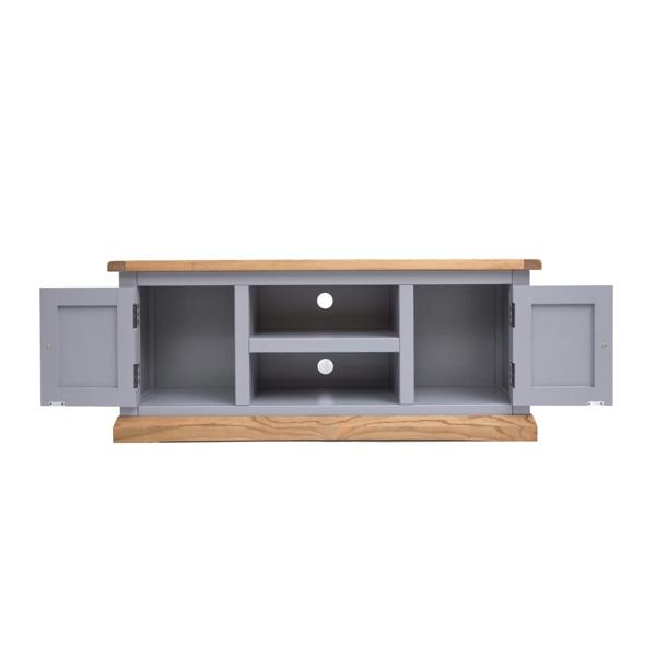 Cabinet Bits Biccari Grey 2 Door TV Cabinet Chrome Knob