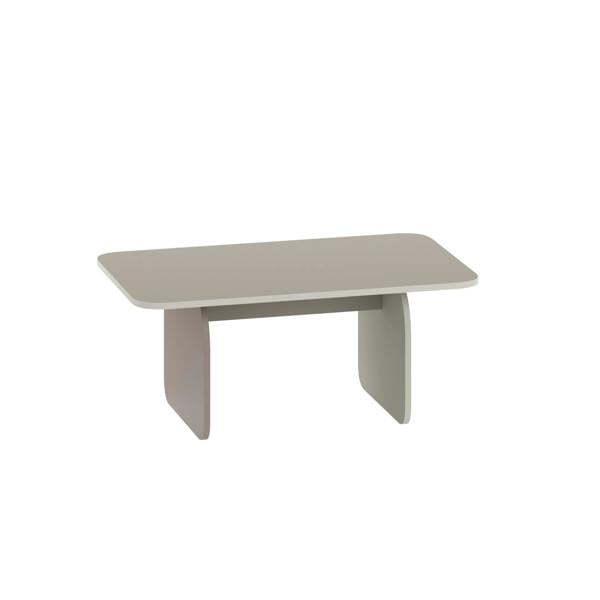 Decortie Modern Coffee Table Radius Edges with Flat Panel Legs Japandi Style Particleboard Living Room 100cm