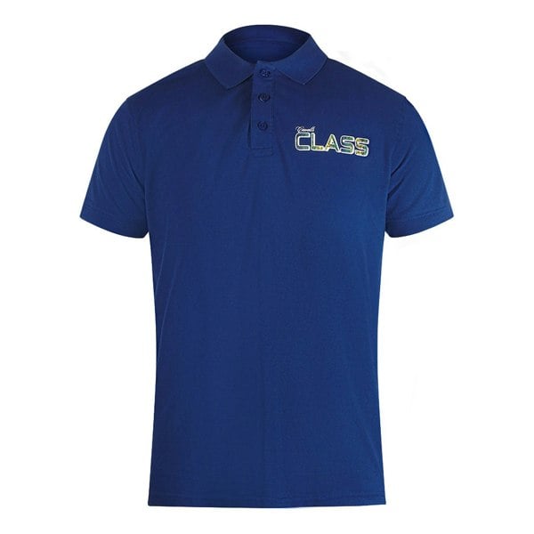 Cavalli Class Vibrant Floral Logo Iris Blue Polo Shirt