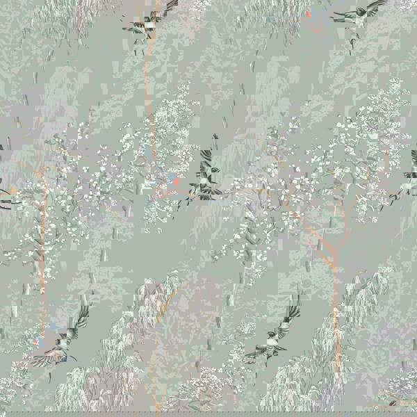 World Of Wallpaper Japanese Garden Wallpaper - Sage Green - 