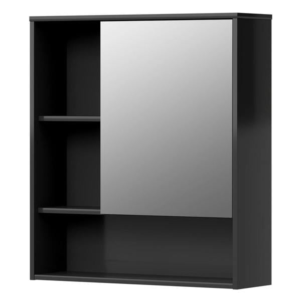 Levede Bathroom Mirror Cabinet Wall Mounted Storage Cupboard Black Open Shelf